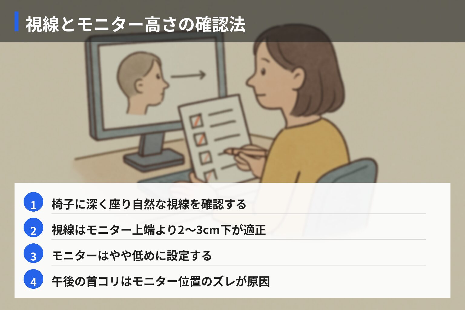 実践ガイド：今日からできる視線移動最適化チェックリストの図解・説明イラスト