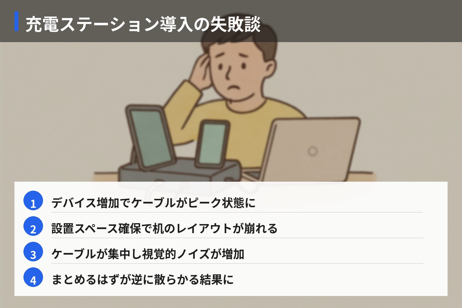 充電ステーション選びでやらかした失敗談の図解・説明イラスト