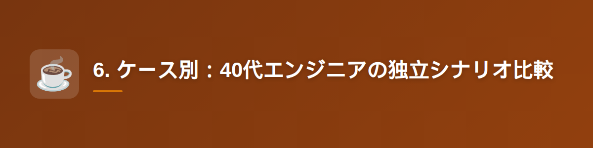 6. ケース別：40代エンジニアの独立シナリオ比較